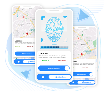 Employees face recognition and location tracking in mobile. 